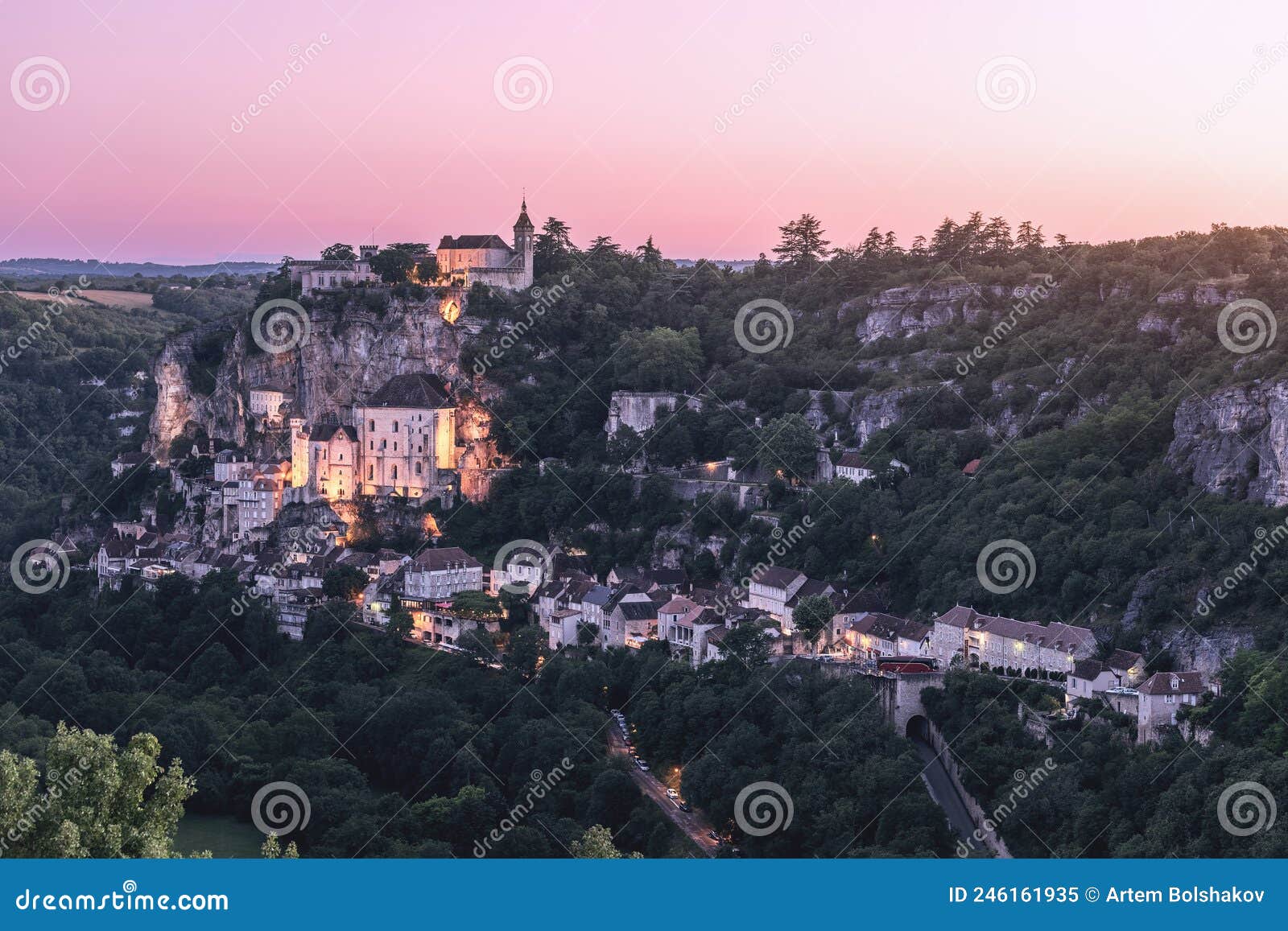 3 levels of rocamadour town connected with rest of world buy highways d673 and railways, vintage photo edit,ÃÂ lot